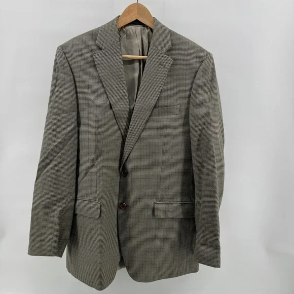 Lauren Ralph Lauren Men Houndstooth Wool Silk Blend Blazer Sport Coat‎ 40R